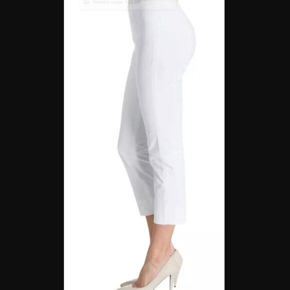 Rafaello Rossi 6/8 Penny Pants Sz 42 / 12 Solid White Cropped Stretch Flat Front - Picture 6 of 9